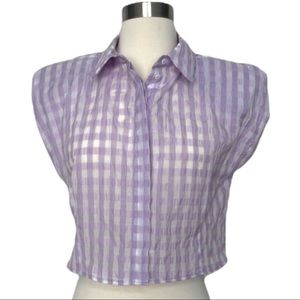 NWT Zara crop gingham top sleeveless purple sz m